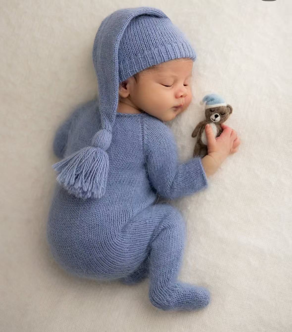 Infant Photography Props Outfit - Newborn Baby Knitted Romper and Hat