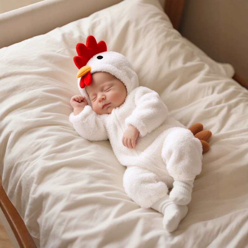 Newborn Baby White Chicken Rom - Cotton Baby Onesies Zipper 评论和价格