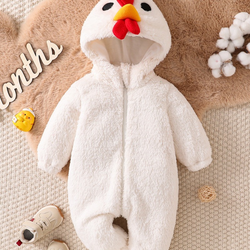 Newborn Baby White Chicken Rom - Cotton Baby Onesies Zipper 评论和价格