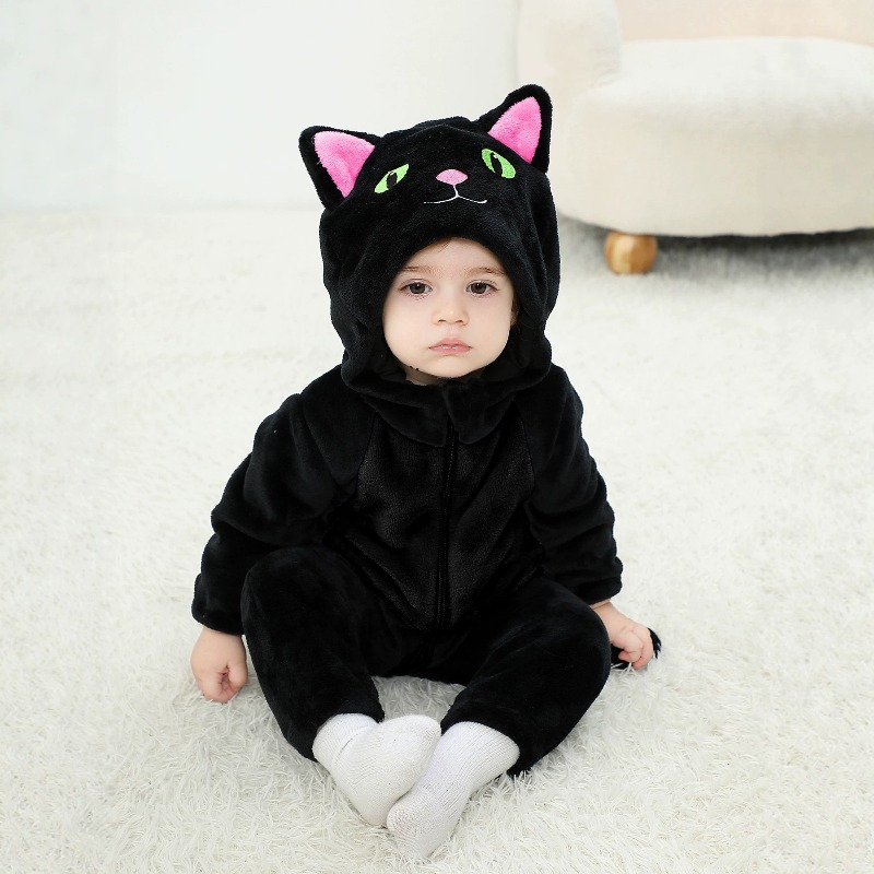 Newborn Baby Black Pink Cat Ro - Cotton Baby Onesies Zipper 评论和价格