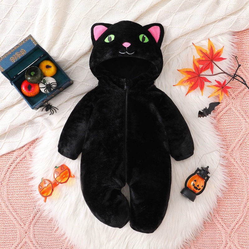 Newborn Baby Black Pink Cat Ro - Cotton Baby Onesies Zipper 评论和价格